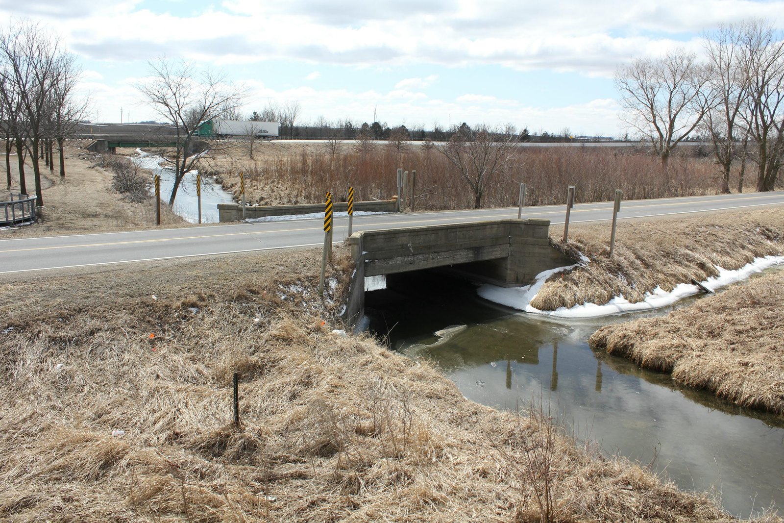 Lincoln Highway Bridge, with current US Highway 30 in back